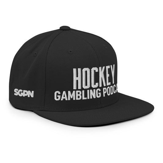 Hockey Gambling Podcast - Snapback Hat (White Logo)