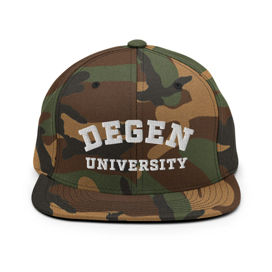 Degen University - Snapback Hat (White Logo)