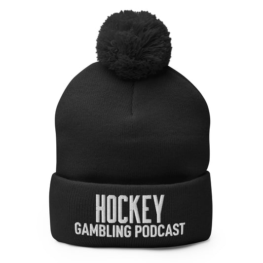 Hockey Gambling Podcast - Pom-Pom Beanie (White Logo)