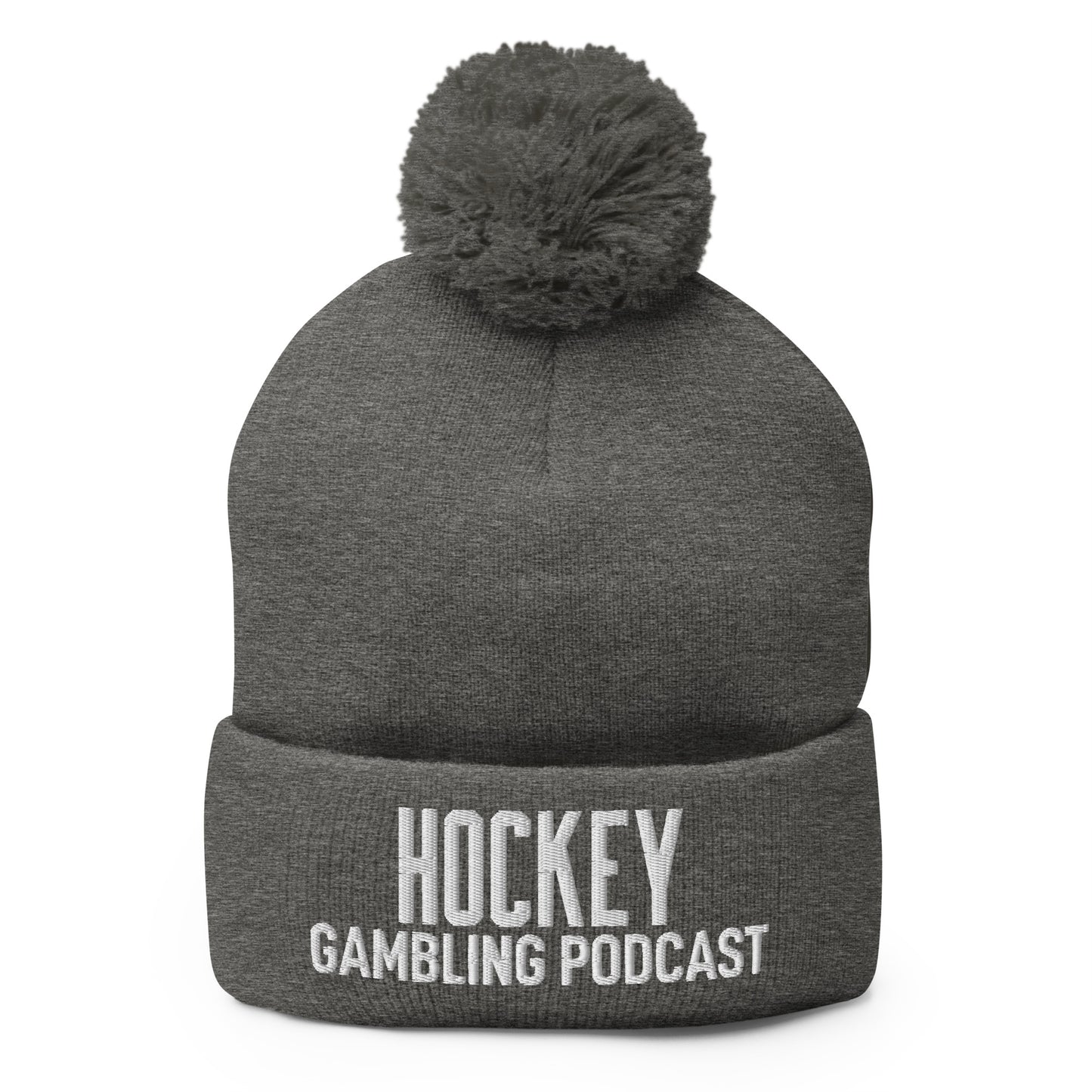 Hockey Gambling Podcast - Pom-Pom Beanie (White Logo)