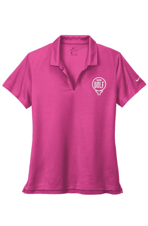 Golf Gambling Nike Ladies Dri-FIT Micro Pique 2.0 Polo (White Logo)
