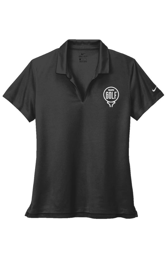 Golf Gambling Nike Ladies Dri-FIT Micro Pique 2.0 Polo (White Logo)