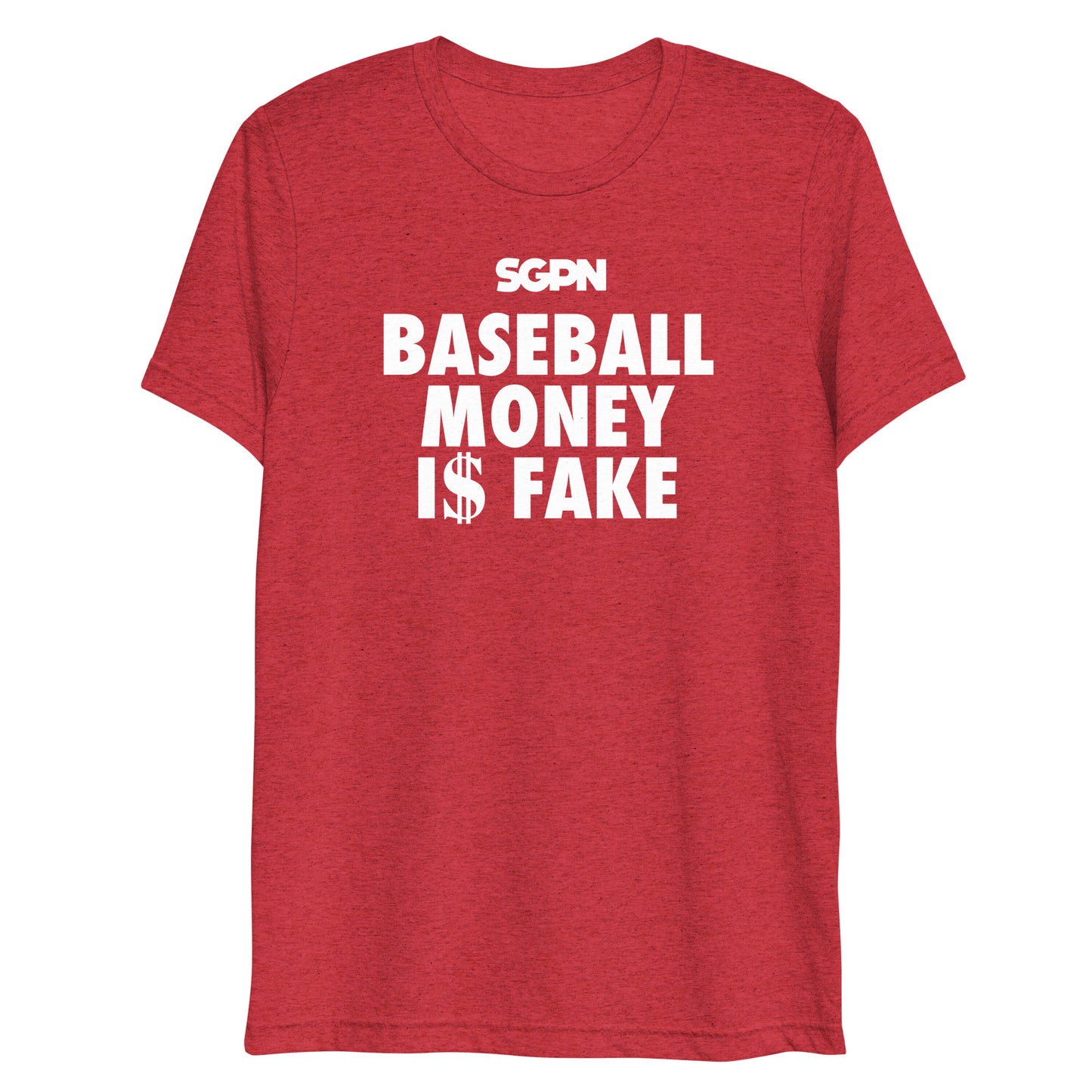 Baseball Money is Fake - Fantasy Baseball Podcast - Short sleeve t-shirt (White Logo)