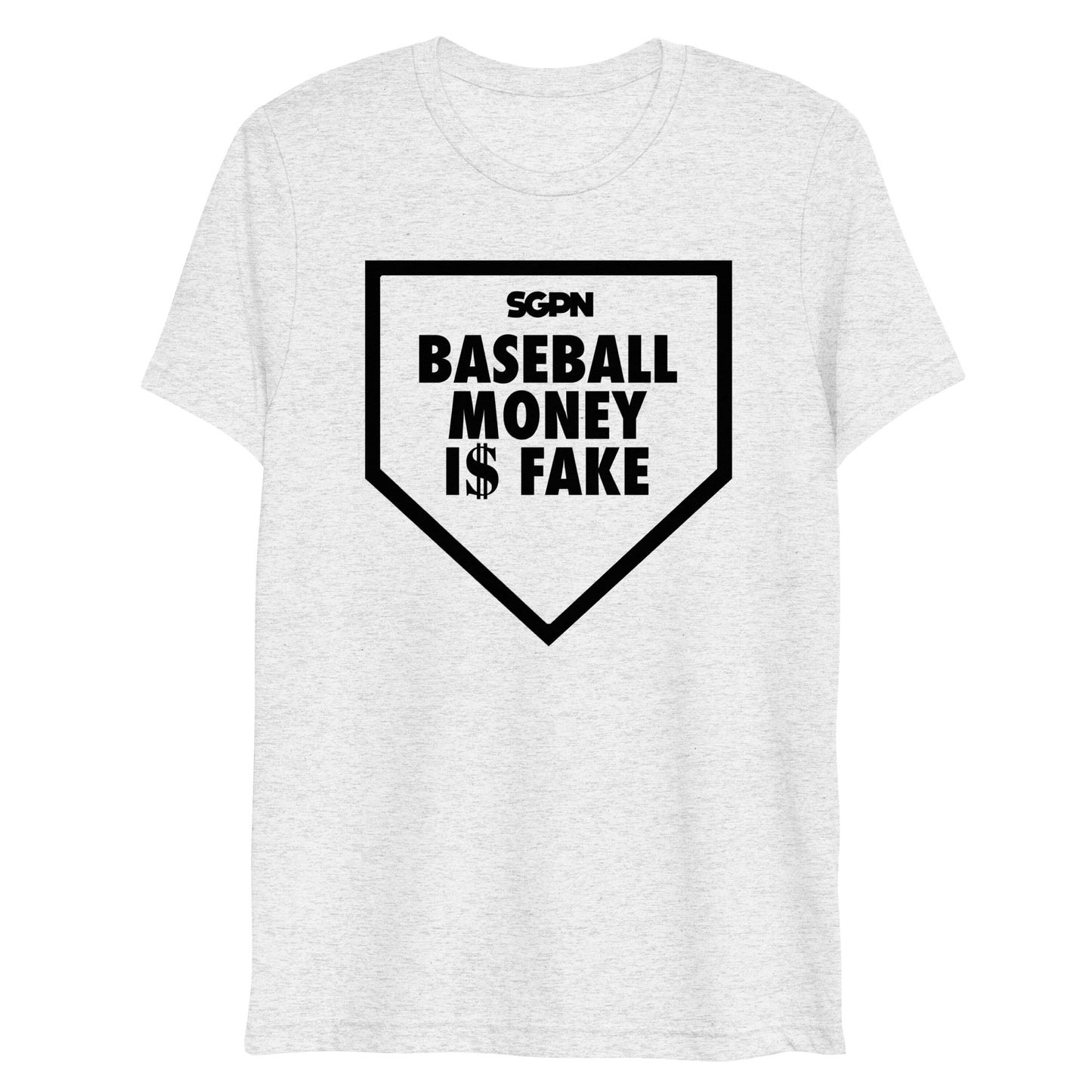 Baseball Money is Fake - Fantasy Baseball Podcast - Short sleeve t-shirt (Alt Black Logo)