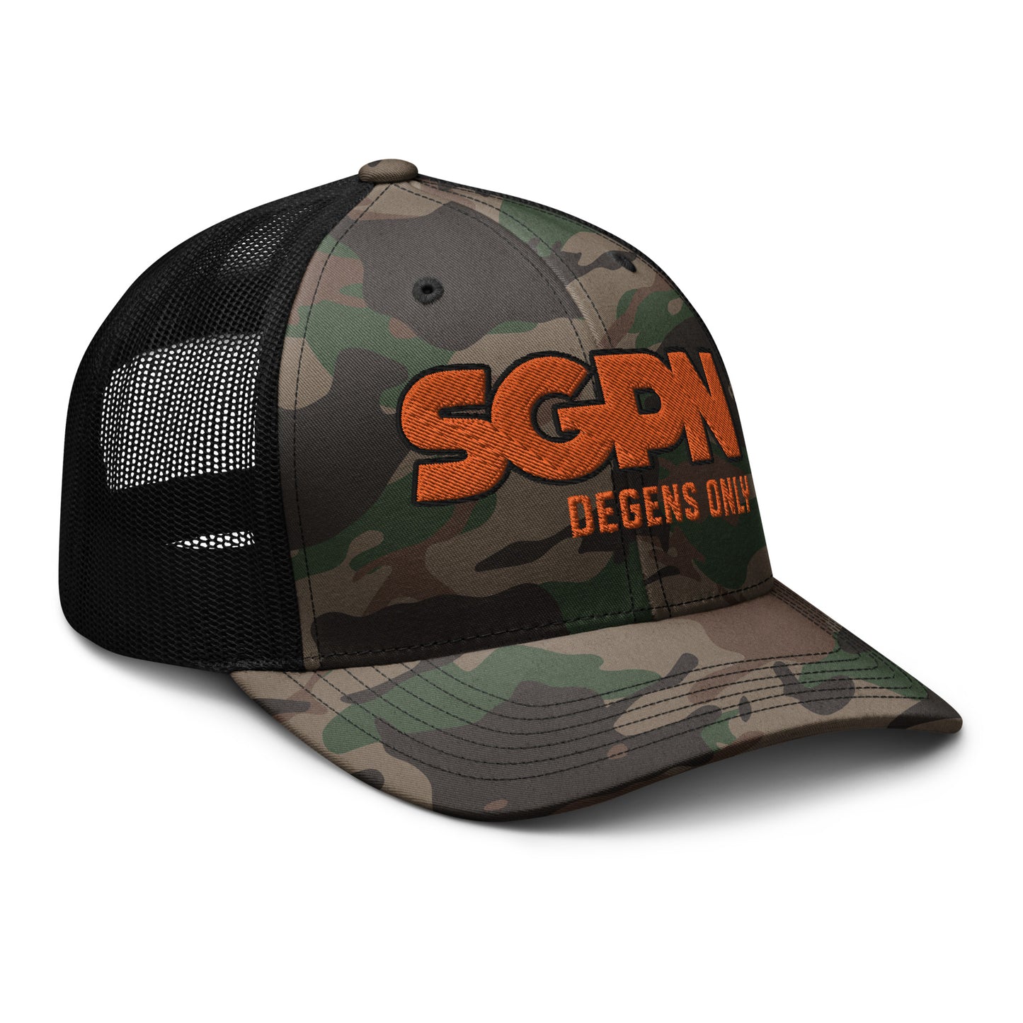 SGPN - Degens Only edition - Camouflage trucker hat (2 thread color / Hunter Orange)