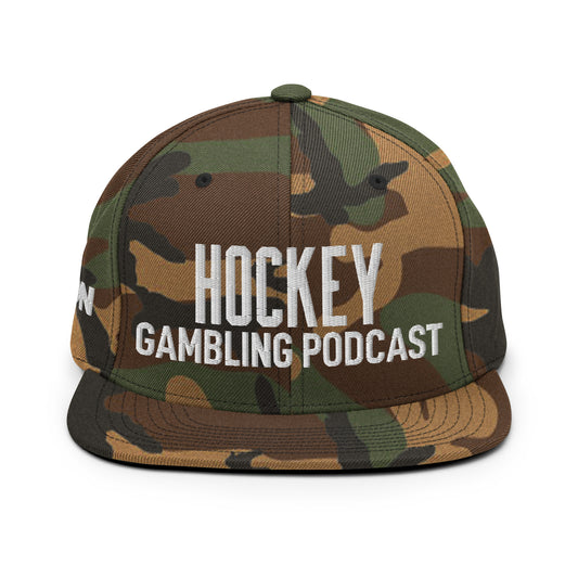 Hockey Gambling Podcast - Snapback Hat (White Logo)