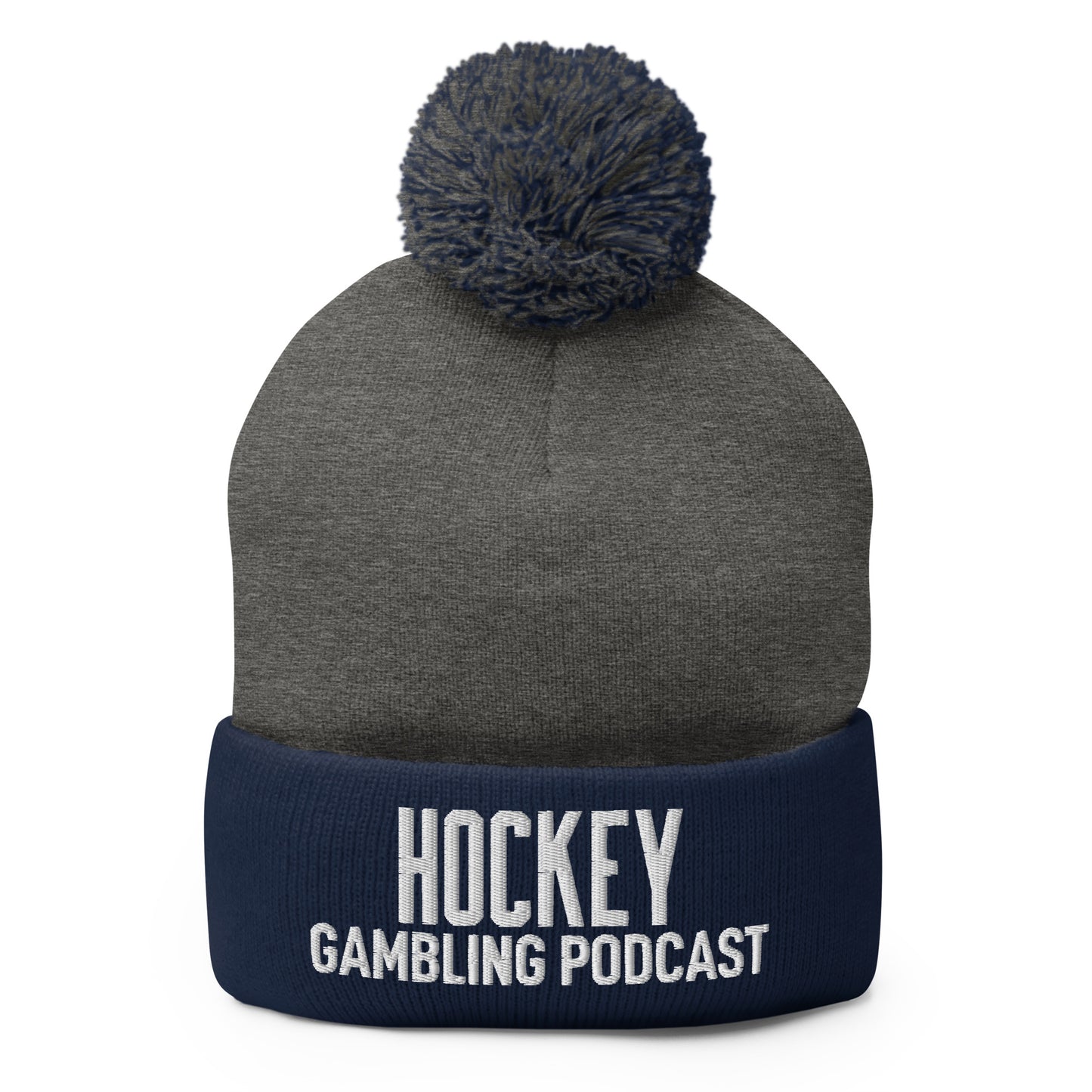 Hockey Gambling Podcast - Pom-Pom Beanie (White Logo)