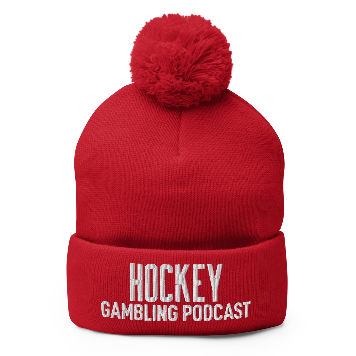 Hockey Gambling Podcast - Pom-Pom Beanie (White Logo)