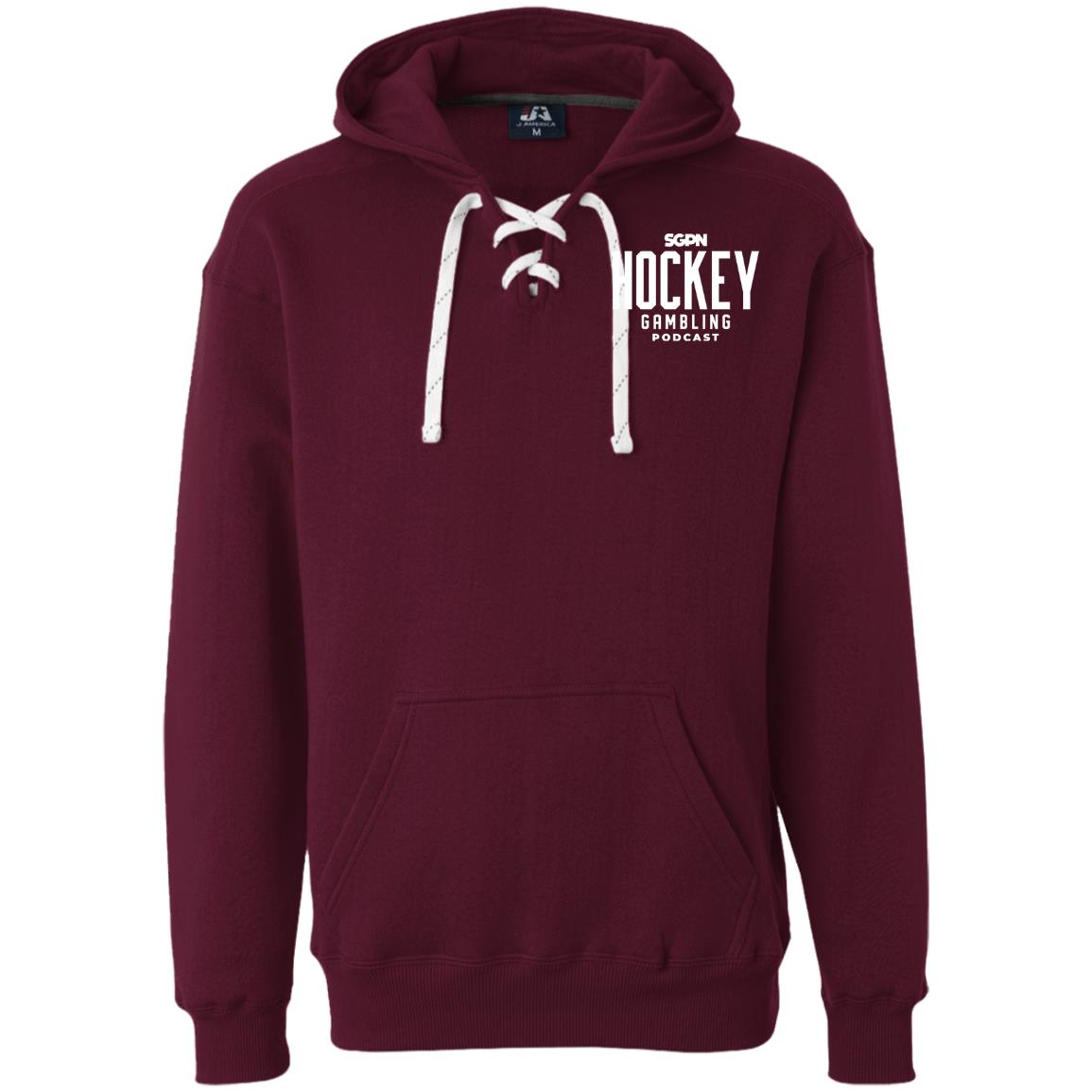 Hockey Gambling Podcast Heavyweight Sport Lace Hoodie (White Logo)