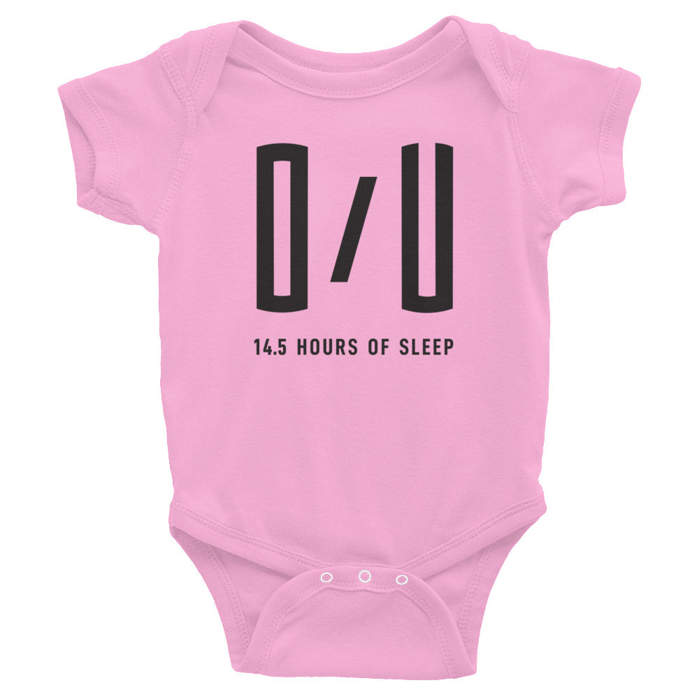 Over/Under 14.5 Hours of Sleep - Infant Bodysuit (Black Text)