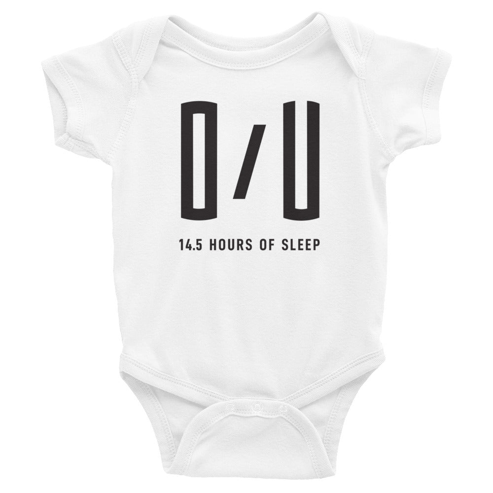 Over/Under 14.5 Hours of Sleep - Infant Bodysuit (Black Text)