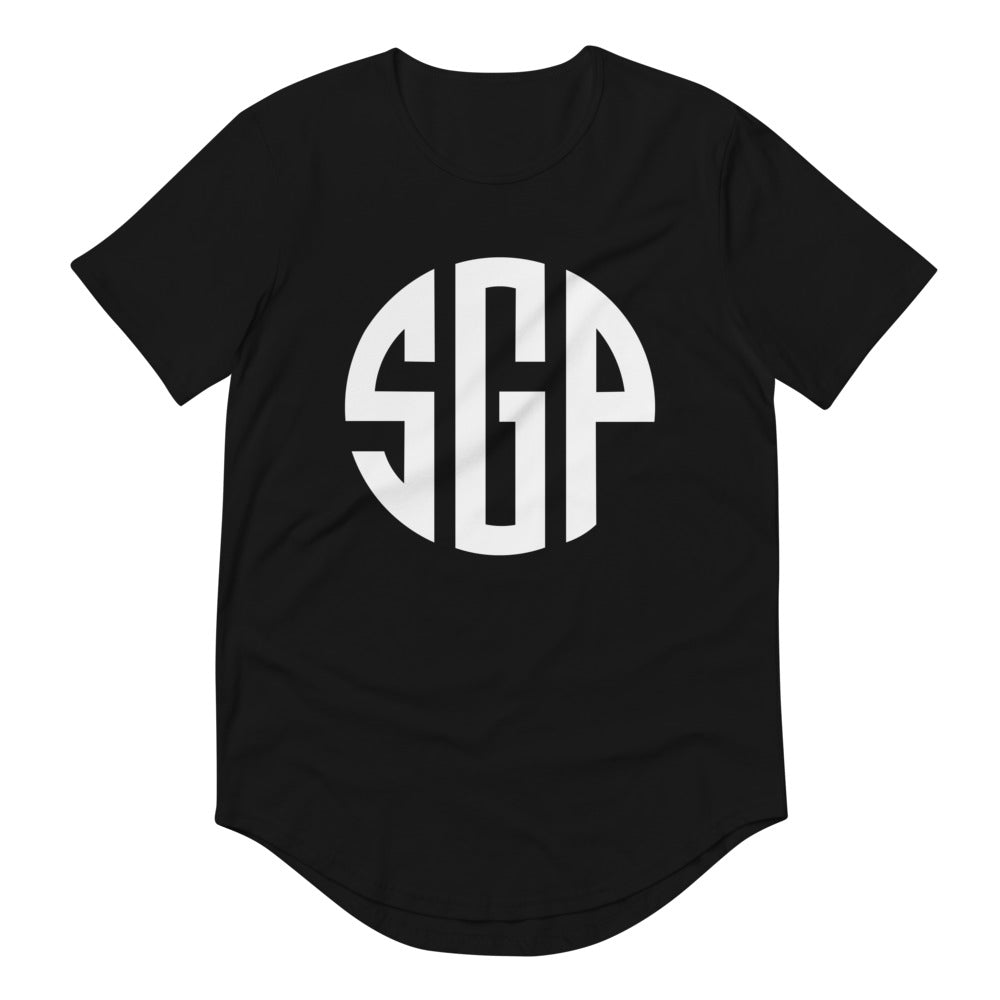 SGP Men's Curved Hem T-Shirt (White Logo)