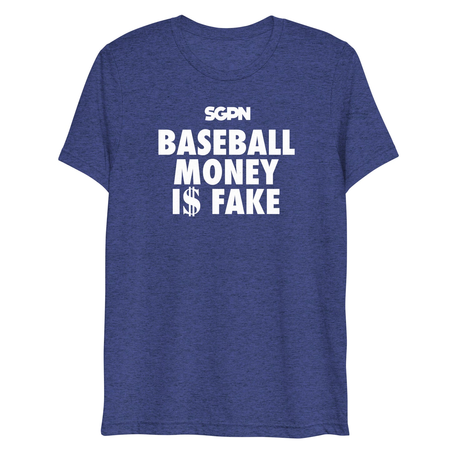 Baseball Money is Fake - Fantasy Baseball Podcast - Short sleeve t-shirt (White Logo)