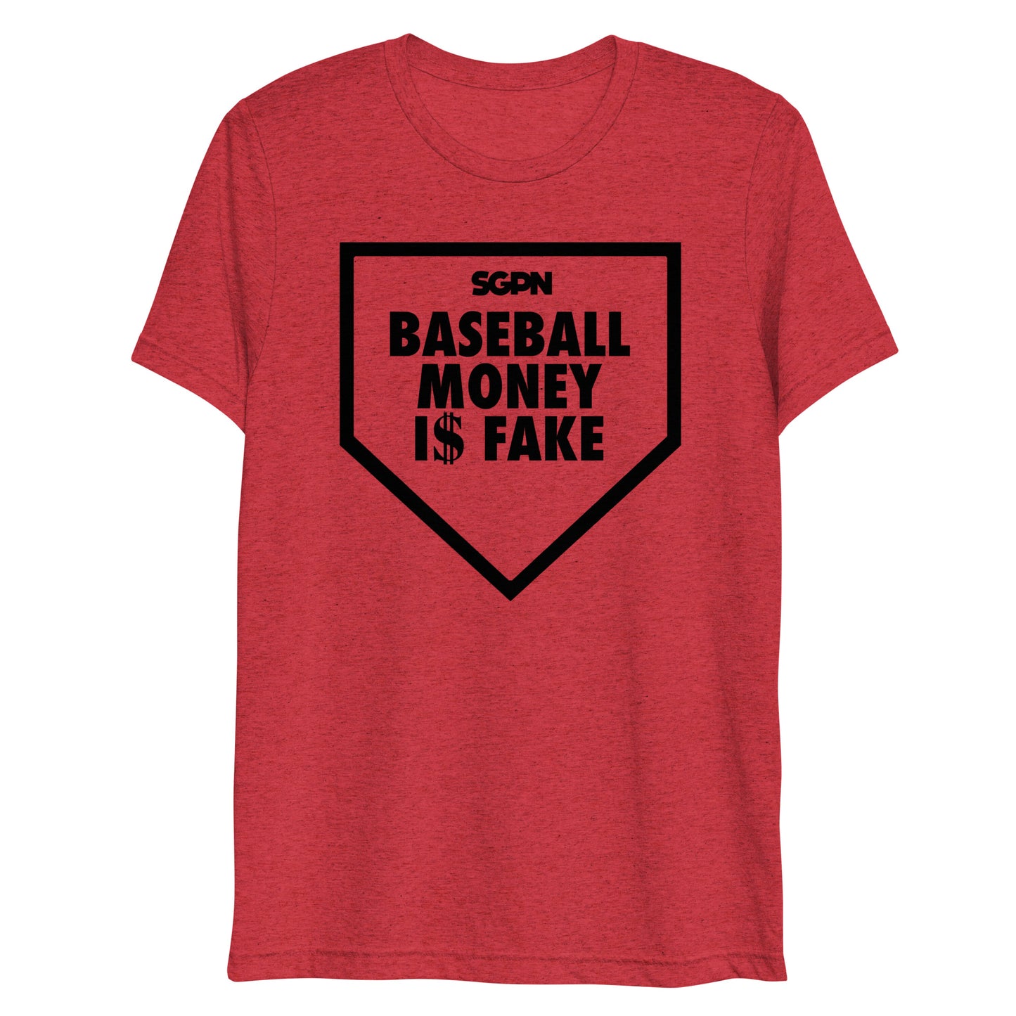Baseball Money is Fake - Fantasy Baseball Podcast - Short sleeve t-shirt (Alt Black Logo)