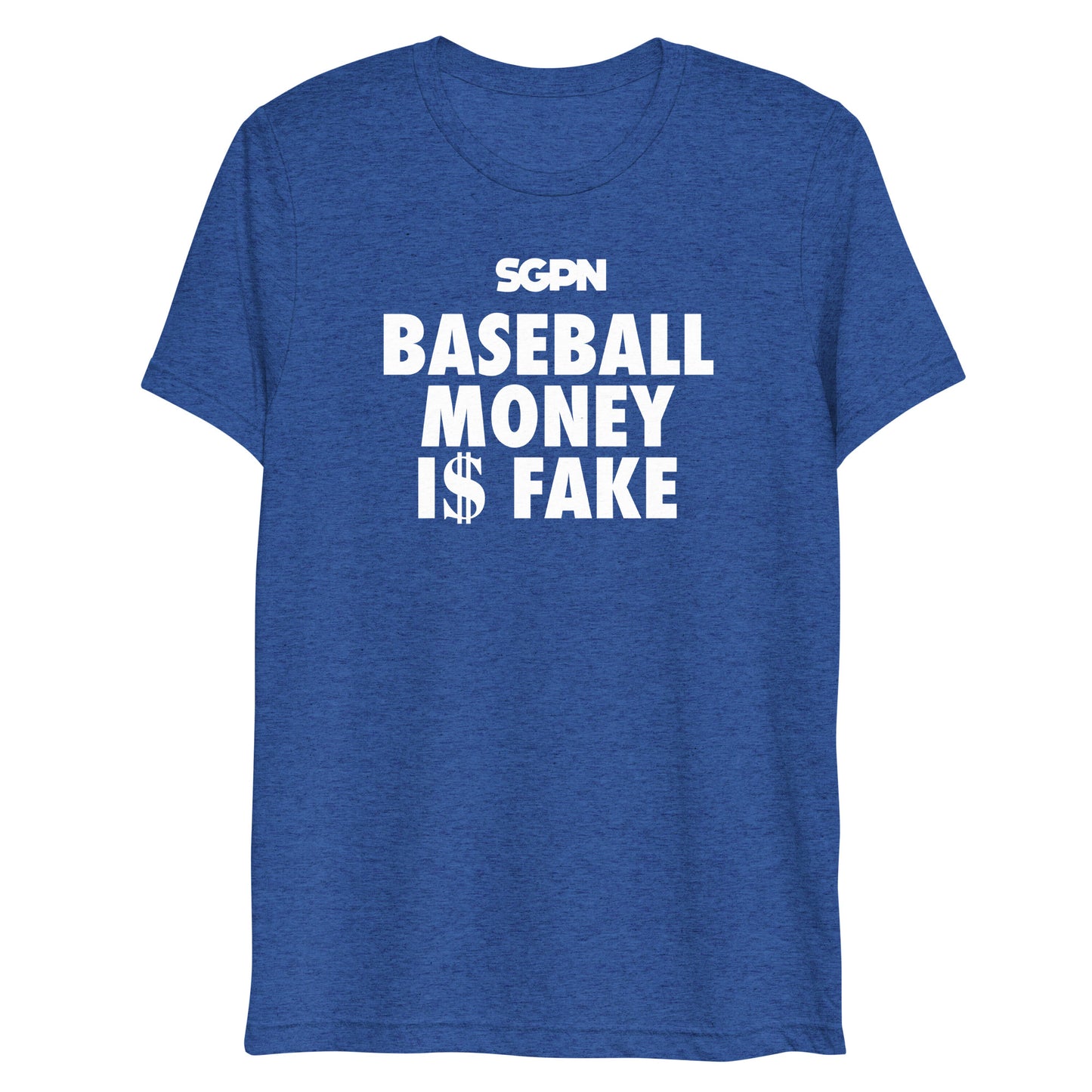 Baseball Money is Fake - Fantasy Baseball Podcast - Short sleeve t-shirt (White Logo)